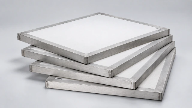 Aluminium screen frames — reference-based studio visualization