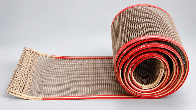 Conveyor mesh belts — reference-based studio visualization